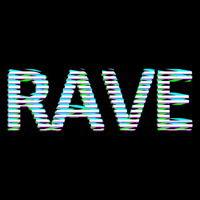 Rave lettering Tripping Techno LSD MNML neon white
