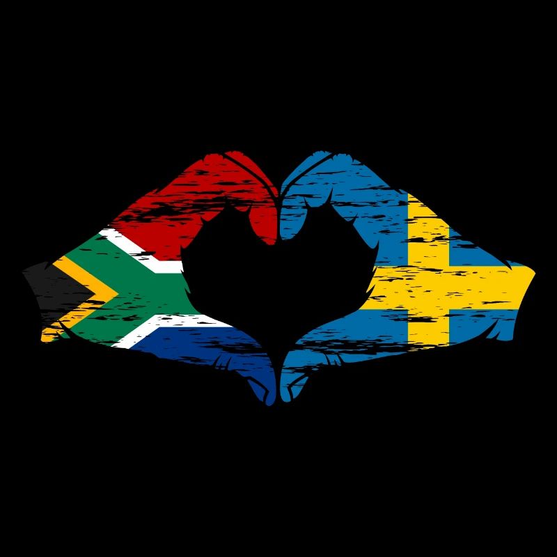 Afrique du Sud Suède drapeau mains forme de coeur utilisé