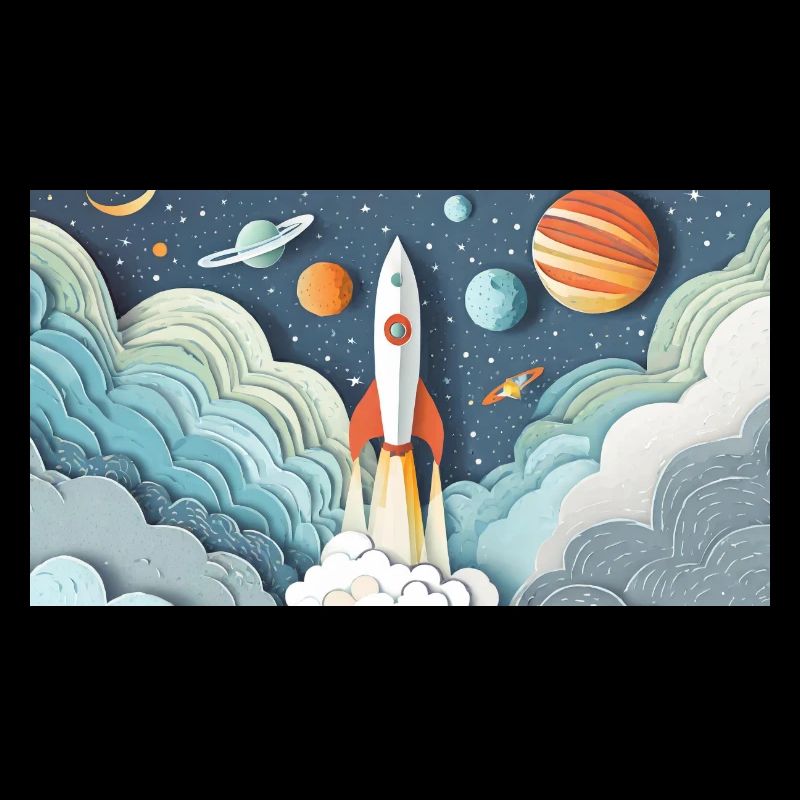 A rocket takes off