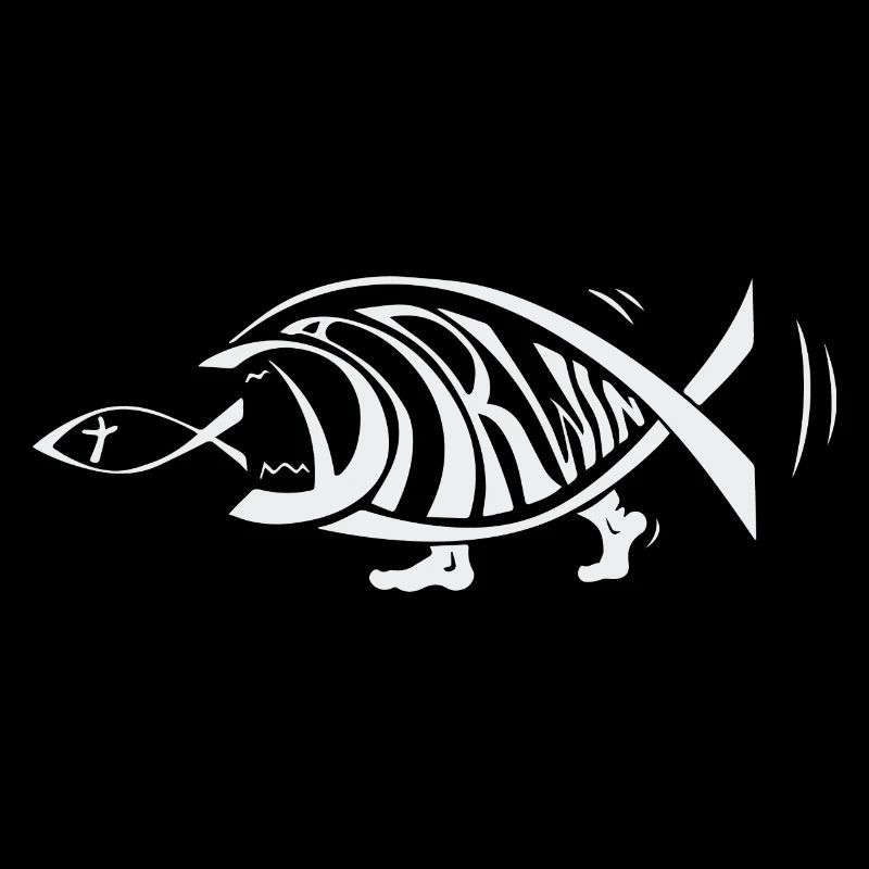 Darwin poisson mangeant des poissons de Jésus évolution drôle