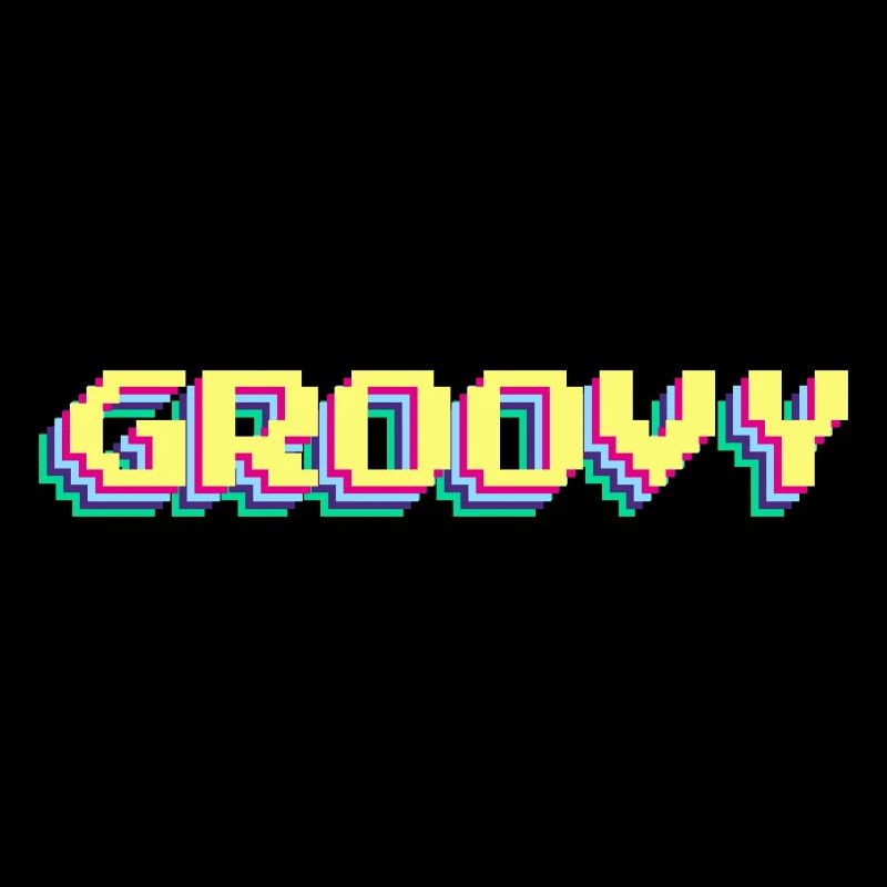 Groovy Funky oui 90s Design Coloré Word 3D Pixel