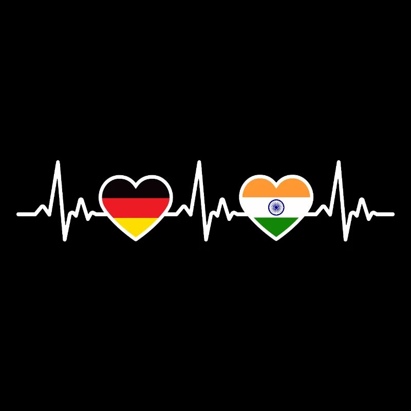 India Germany Heartbeat Flag Indian
