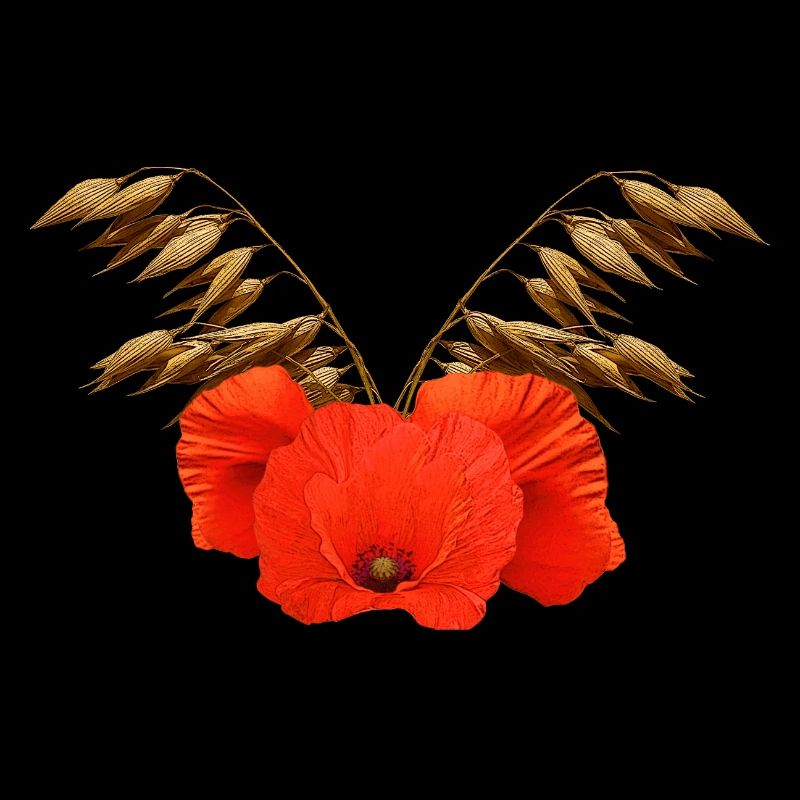 ländliche blumenmuster, Mohnmuster mit Hafer