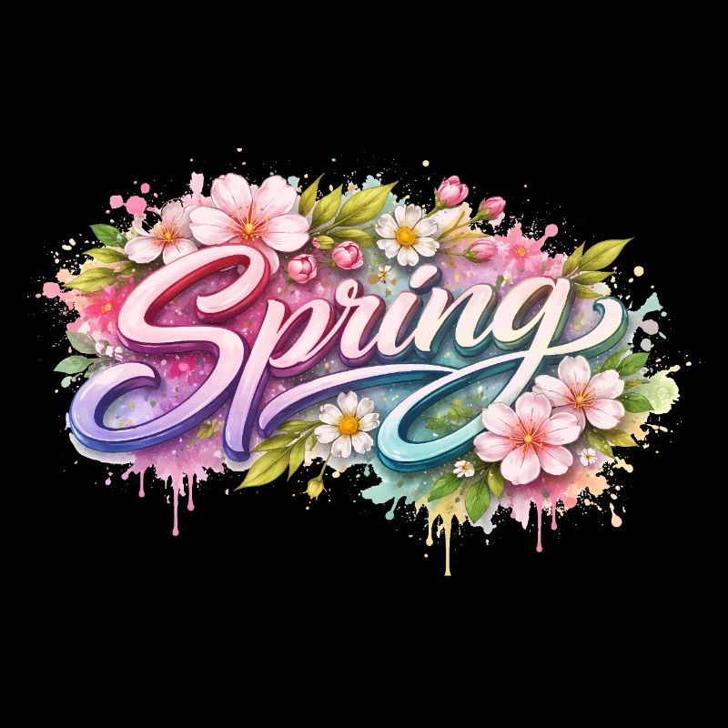 Spring lettering with flowers Description