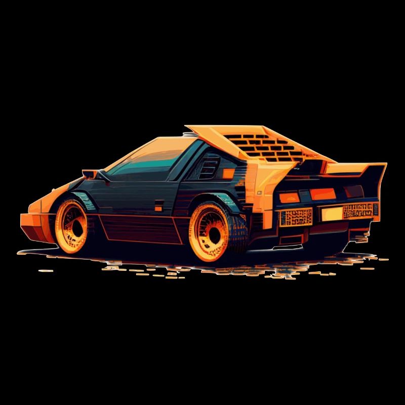 Classic Pixelart racing car in retro Sci-Fi 8-bit