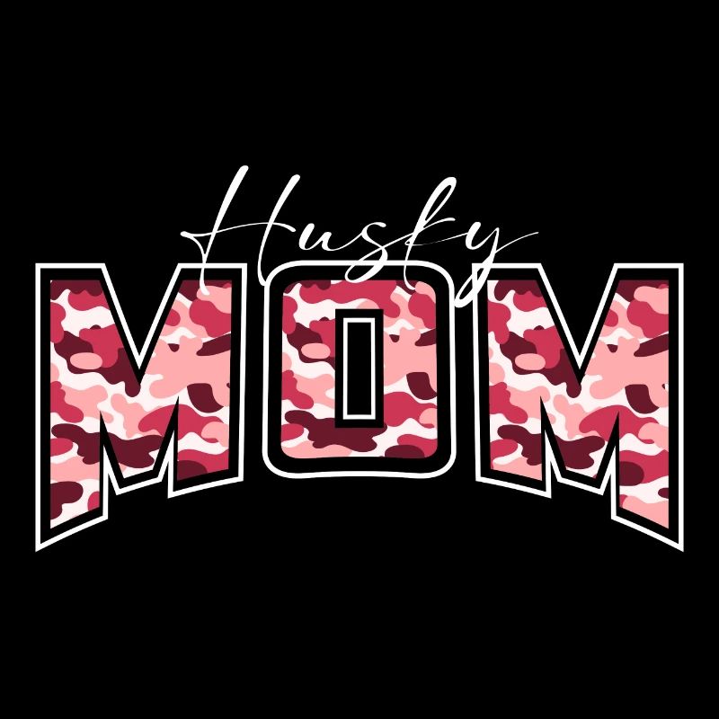 Husky Mom camouflage pattern lettering
