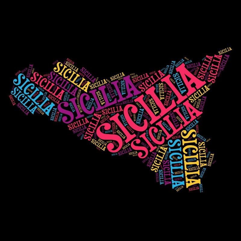 Sicily t-shirt map word cloud trinacria