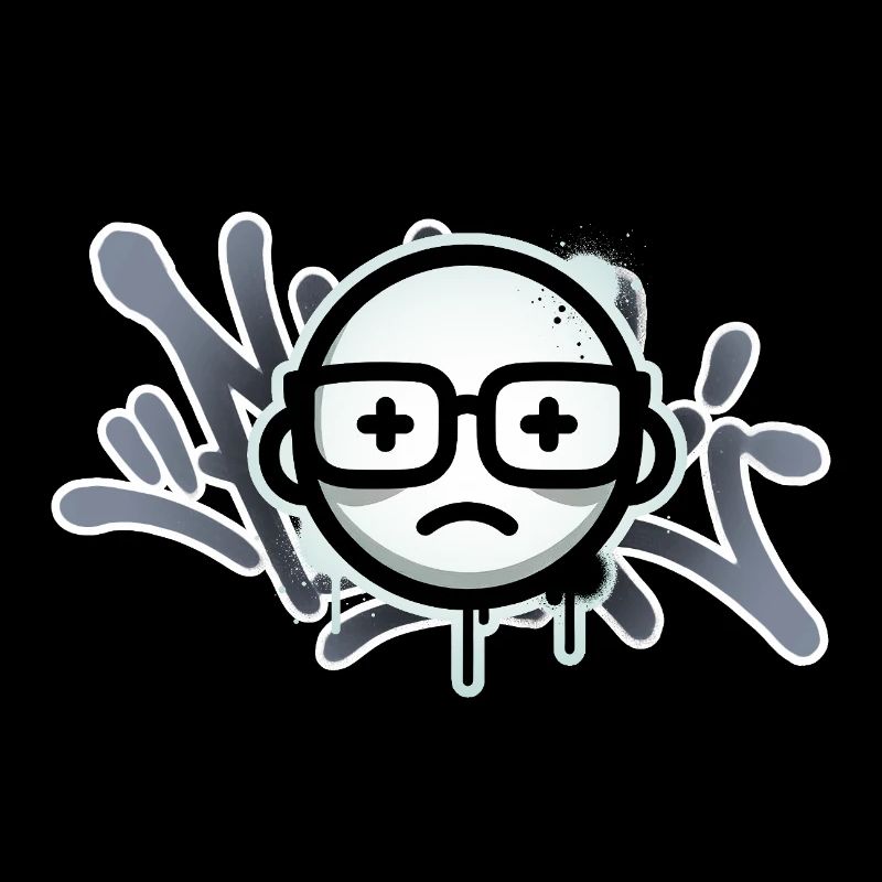 Visage triste de graffiti avec des lunettes