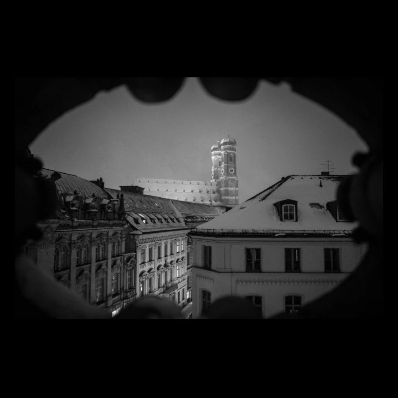 Munich en hiver noir et blanc