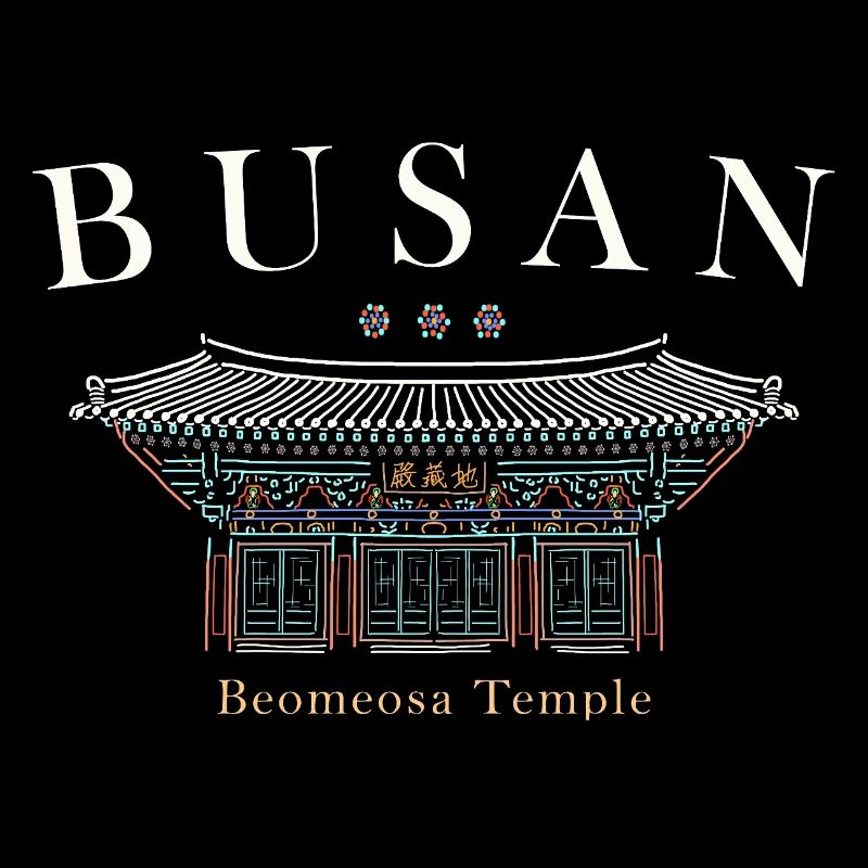Busan, Corée du Sud, Temple dessiné à la main