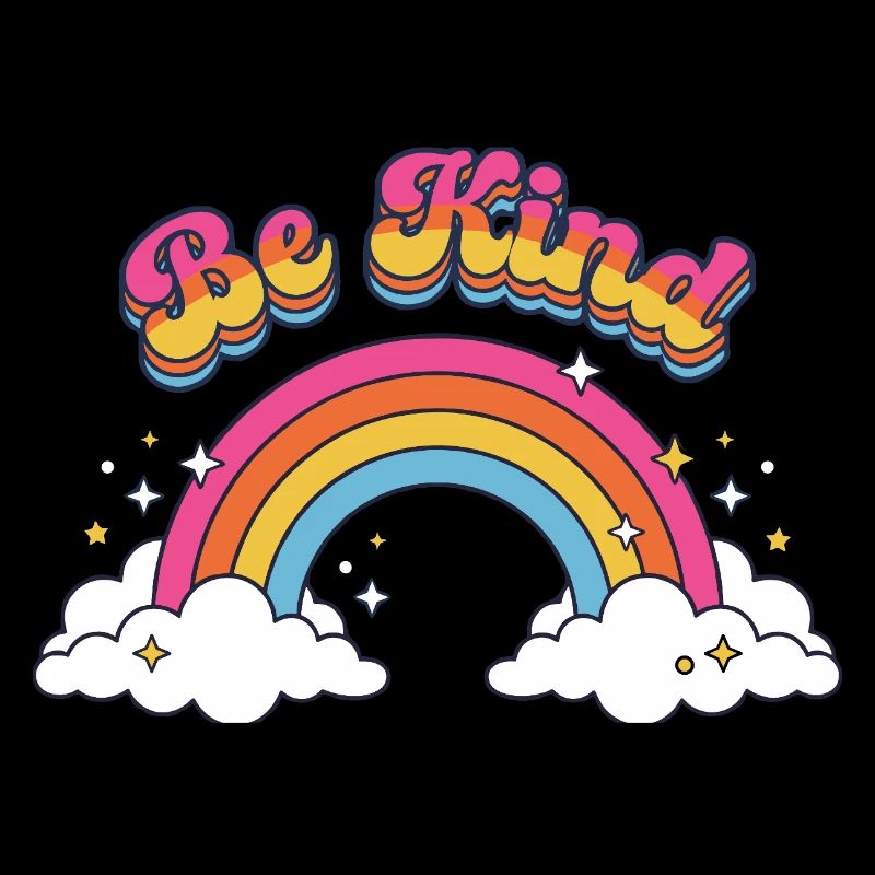 Sei freundlich Retro Regenbogen-Positive Vibes
