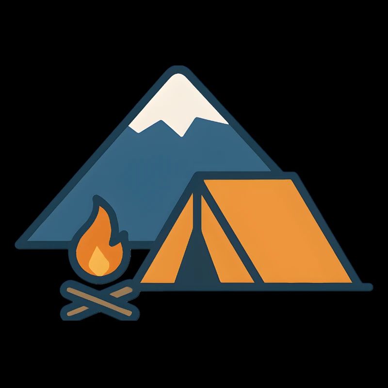 Feu de camp de camping en montagne