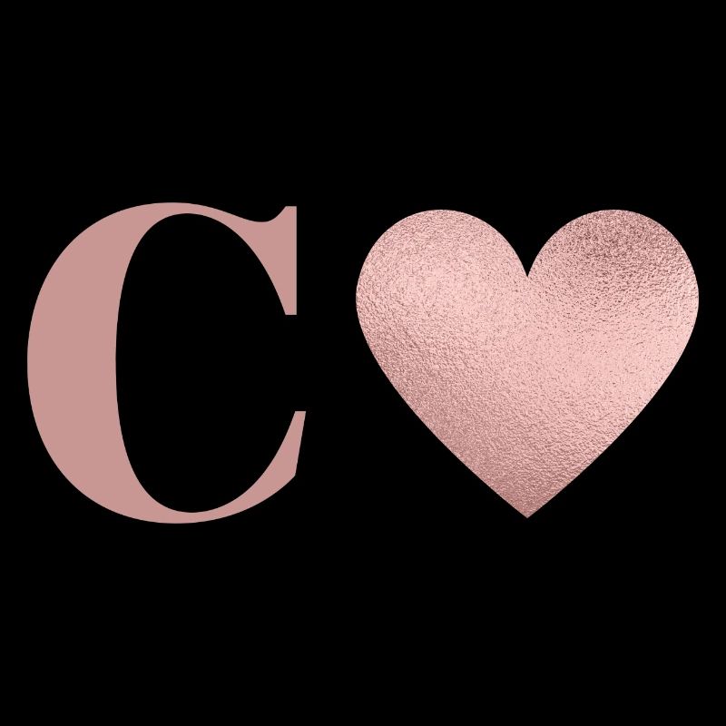 Letter c heart rose gold