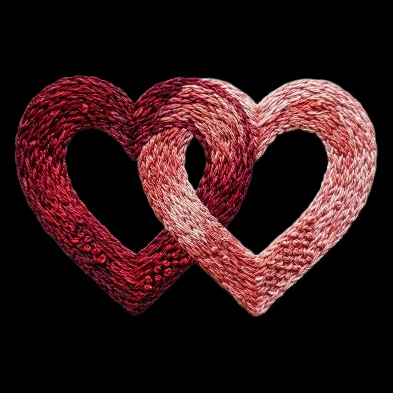Deux cœurs de Saint-Valentin brodés (imprimé)