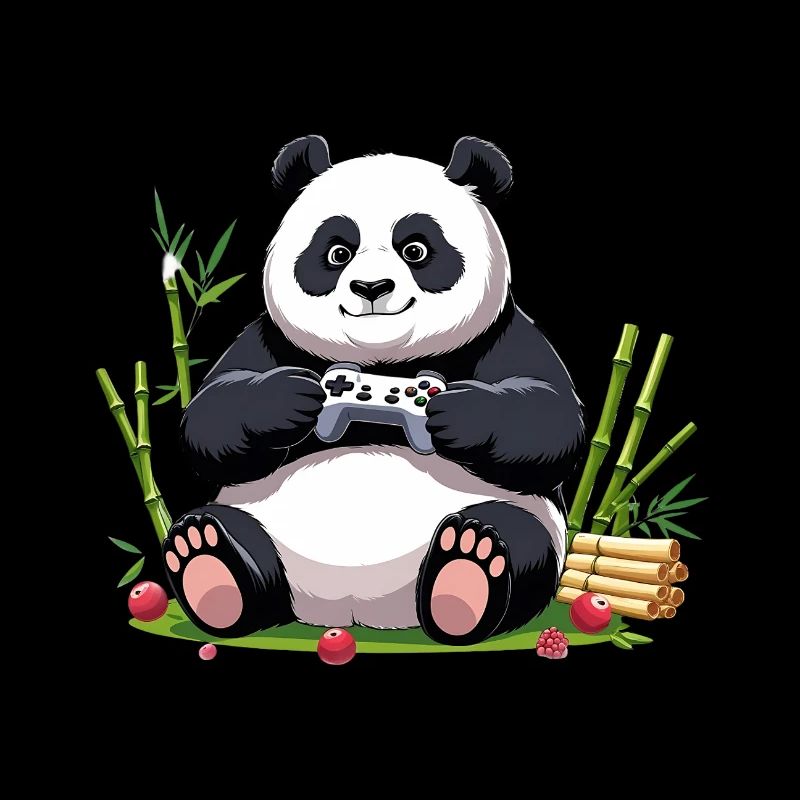 Niedlicher Panda mit Gaming-Controller