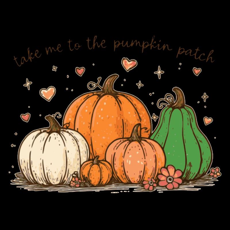 Pumpkin patch whimsical illustration