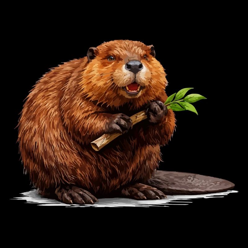 Biber mit Ast Waldtier Illustration