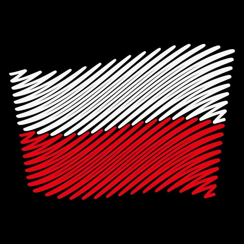 Poland Flag Scribble (White - Red)