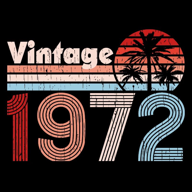 Vintage 1972 Palm Trees Retro Birthday