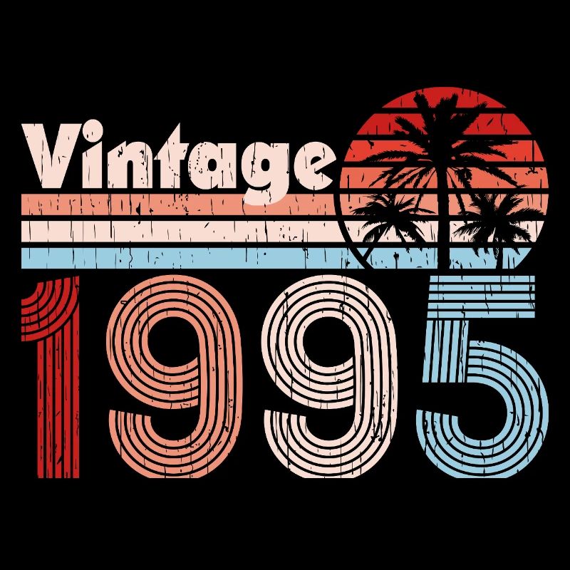 Vintage 1995 Palm Trees Retro Birthday