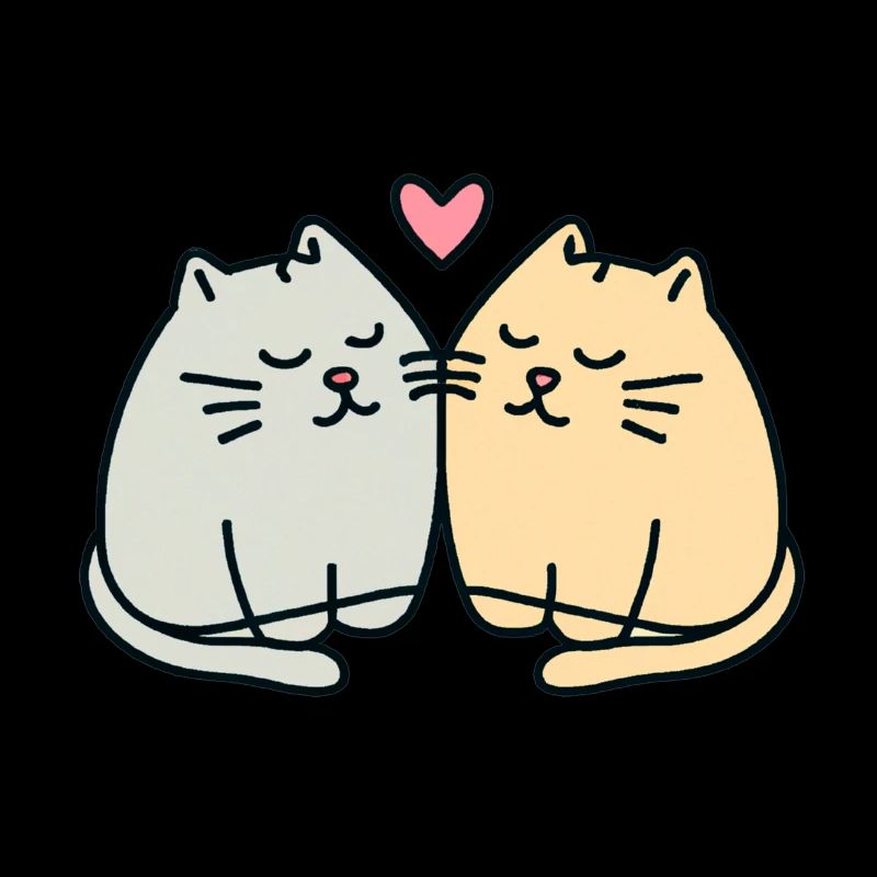 Two fat satisfied cuddly cats who like each other