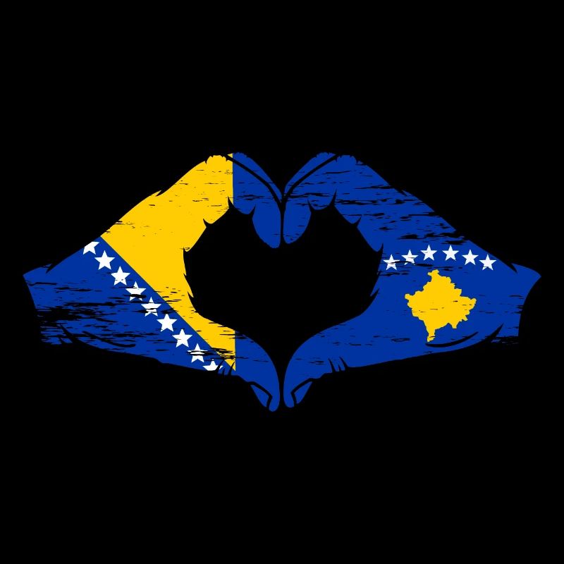 Bosnie Kosovo drapeau mains forme de coeur utilisé