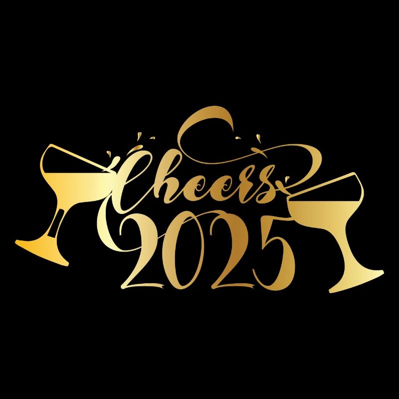 Cheers 2025 – Silvester Design mit Champagnergläse
