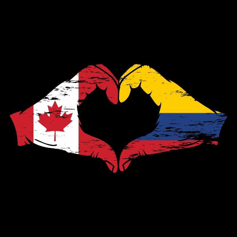 Canada Colombie drapeau mains coeur utilisé