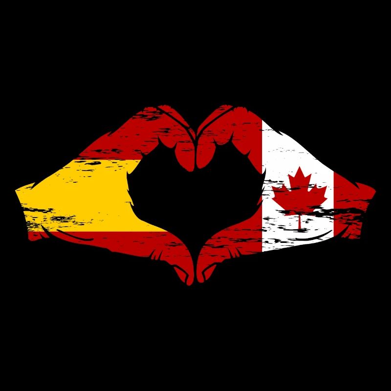 Espagne Canada Drapeau Mains Coeur Utilisé