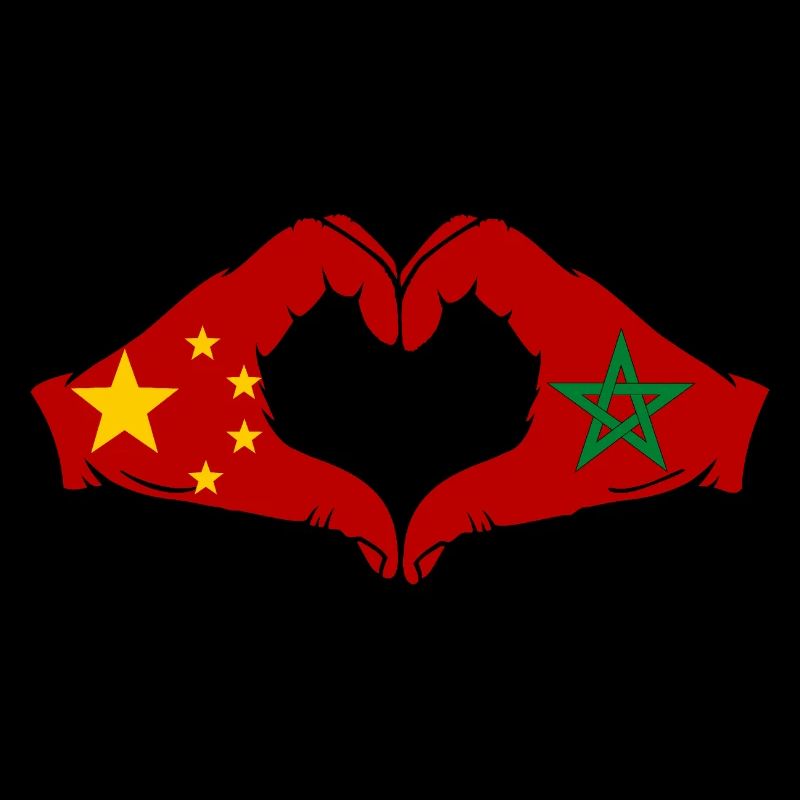 China Morocco Flag Hands Heart Shape