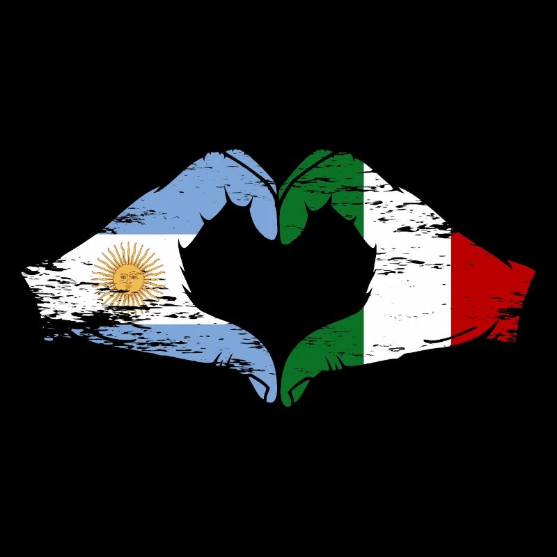 Argentine Italie Drapeau Mains Coeur Forme Utilisé