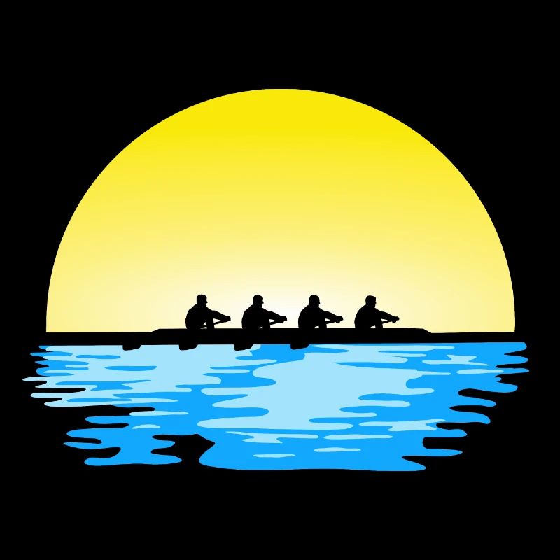 Aviron, équipe masculine d’aviron, eau et soleil