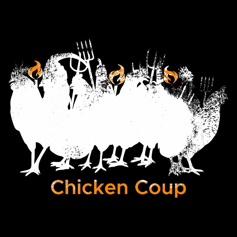 Chicken Coup - White Chickens on Black