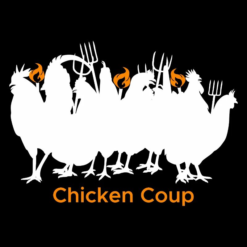 Chicken Coup - White Chickens on Black