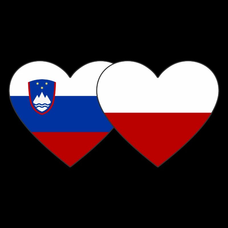 Slovénie Pologne Drapeau Coeur