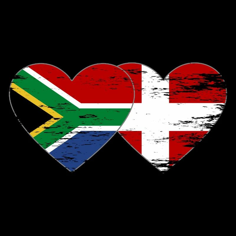 Afrique du Sud Drapeau Danemark forme de coeur utilisé