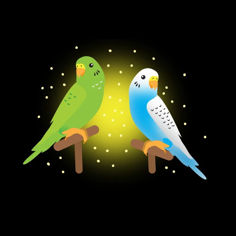 deux perruches vertes et bleues