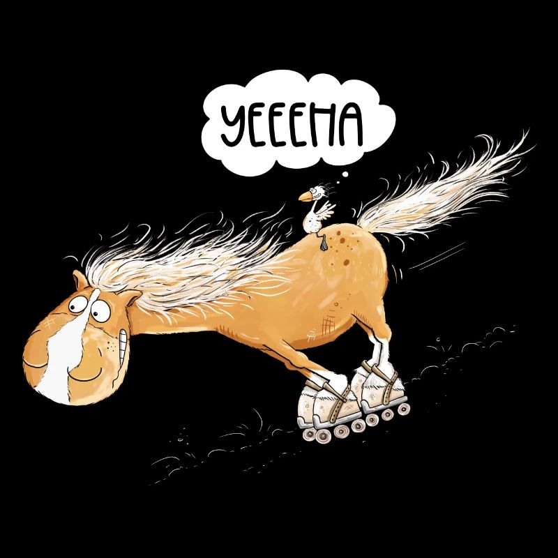 Pferd Mit Rollschuh Fährt Lustiger Pferde Spruch