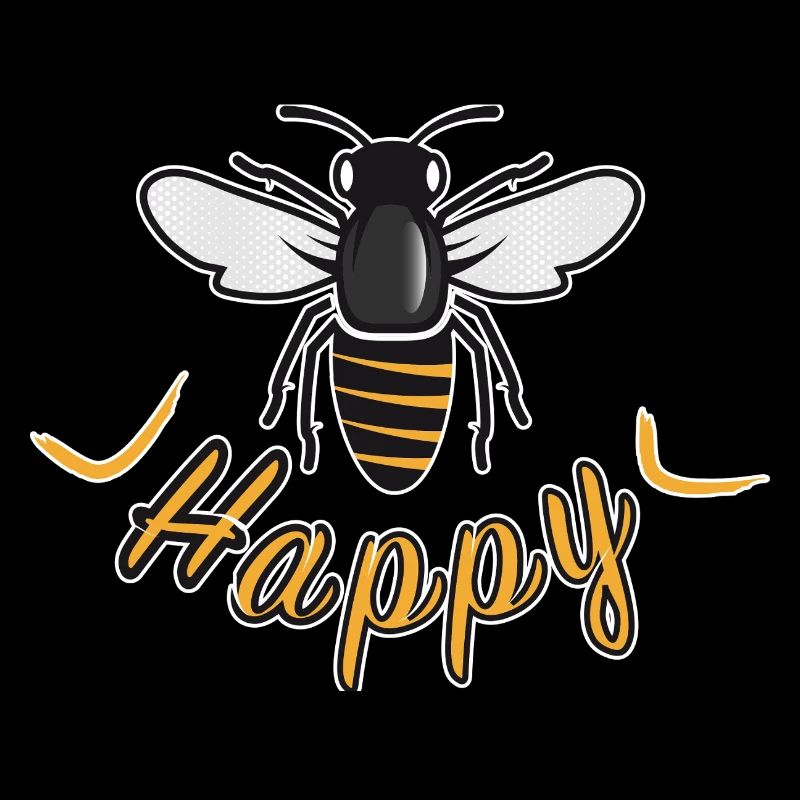 Abeille heureuse avec l’inscription « Happy »