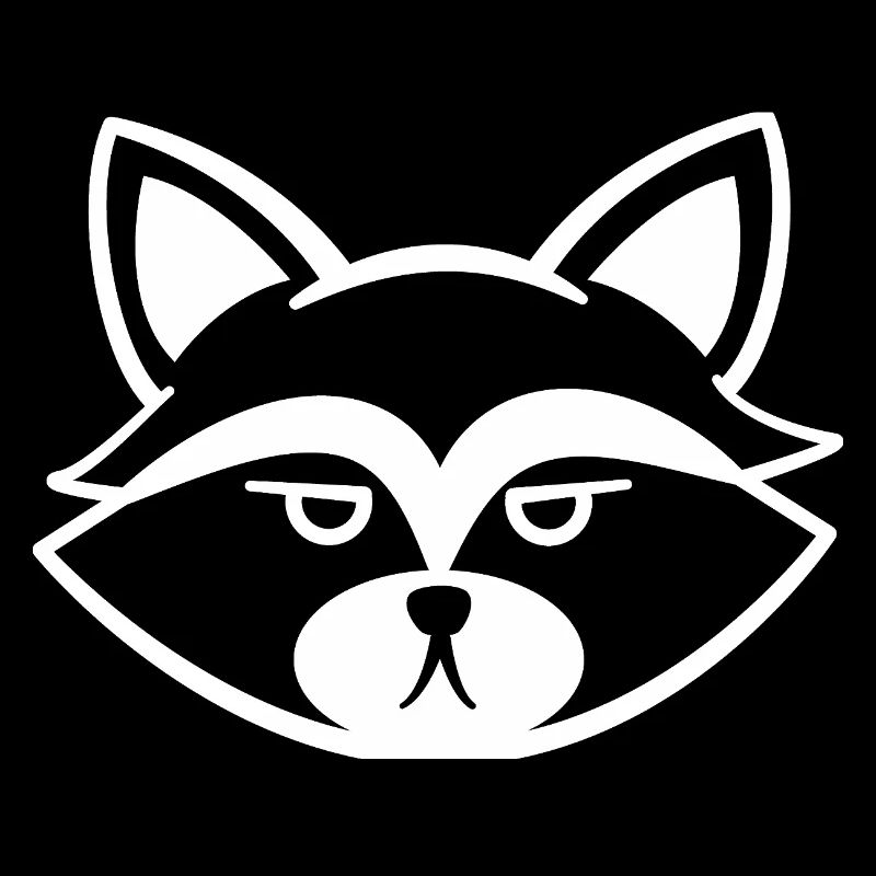 Grumpy raccoon face black and white