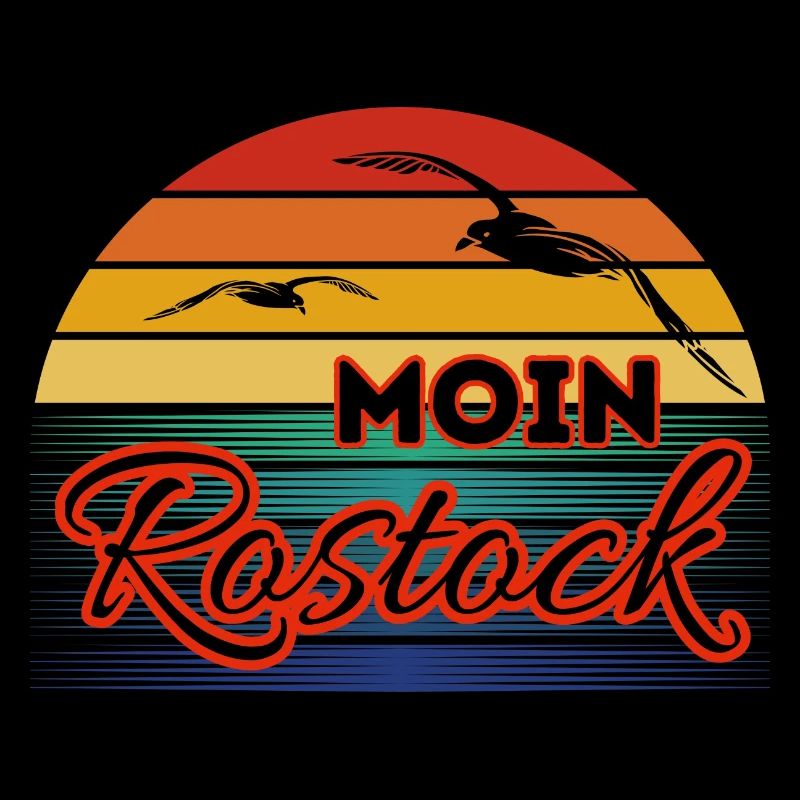 Moin Rostock avec mouette dans un style rétro
