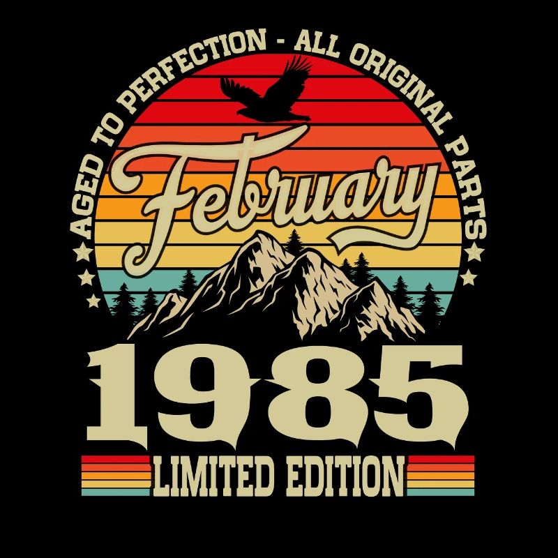 Février 1985 Vintage Né Anniversaire Rétro