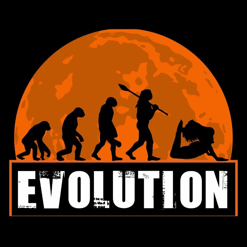 Yoga Evolution Silhouette Sunset Retro