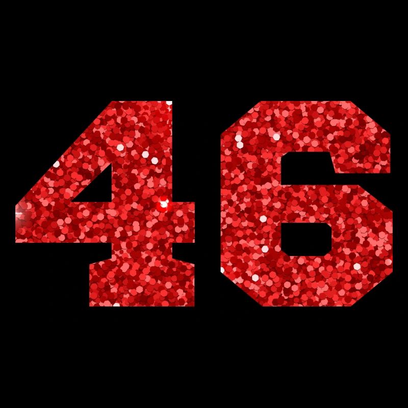 Number 46 Red Glitter - 46th Anniversary