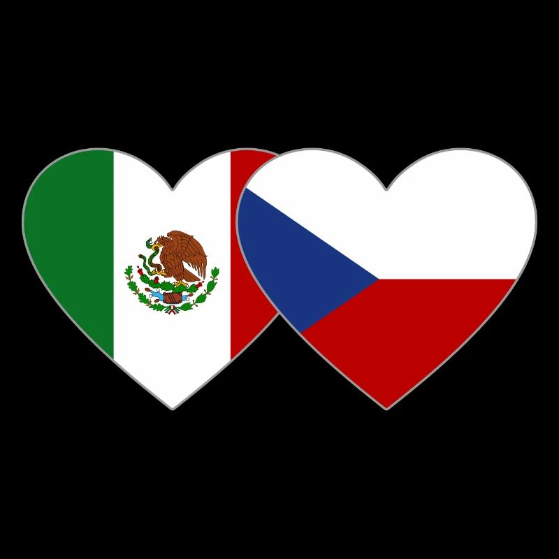 Mexiko Tschechien Flagge Herz