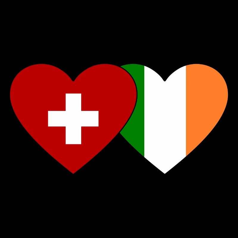Drapeau de la Suisse et de l’Irlande Coeur