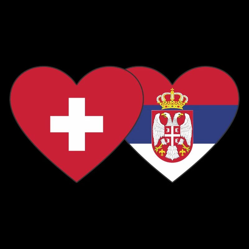 Suisse Serbie Flag Heart