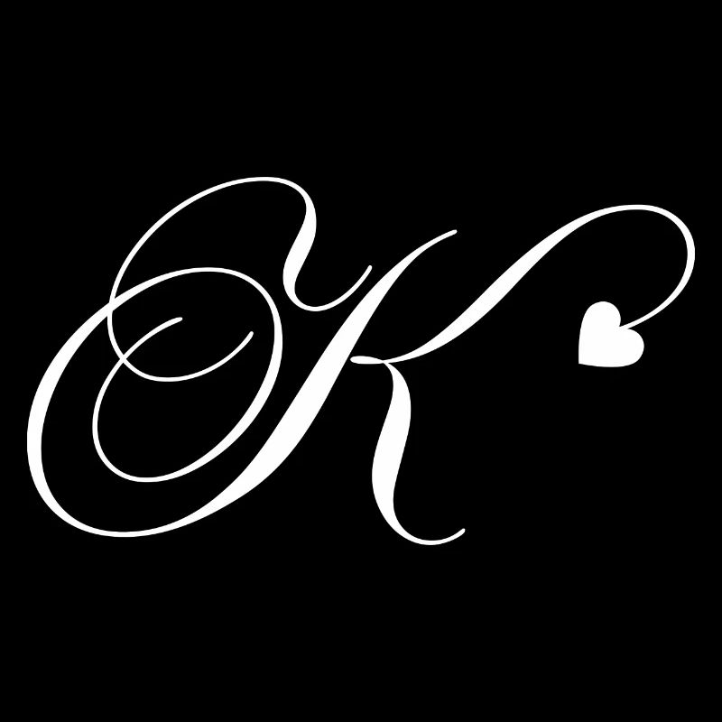 Letter k heart calligraphy