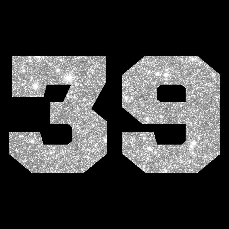 Number 39 Silver Glitter - 39th Anniversary
