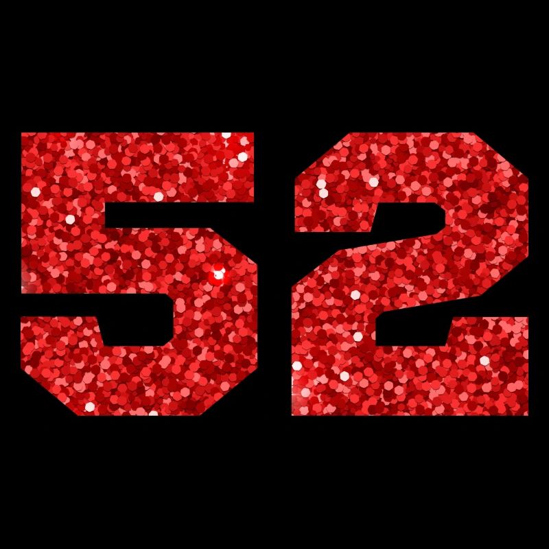 Number 52 Red Glitter - 52nd Anniversary